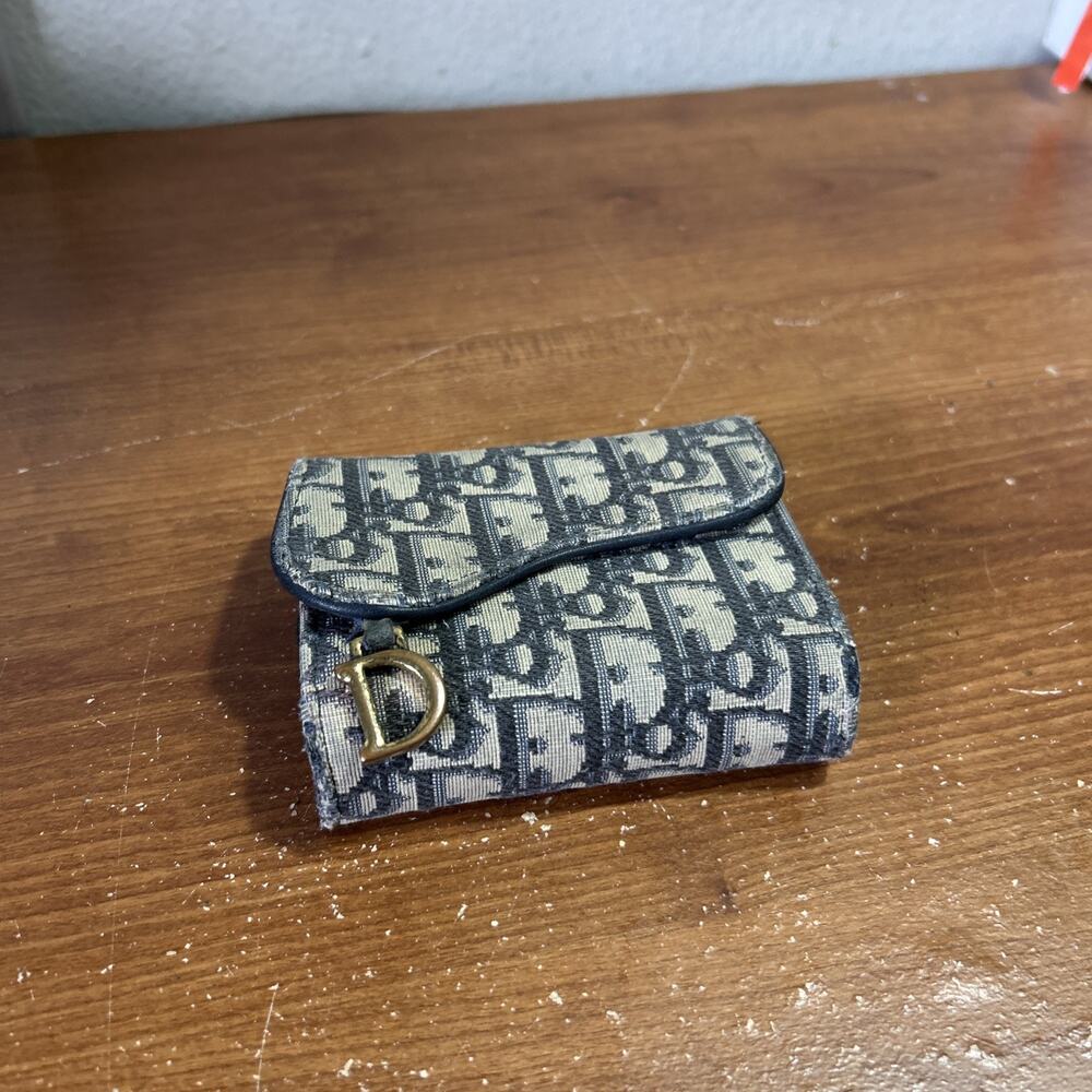 Christian Dior Saddle 5-Gusset Card Holder/Wallet Blue Dior Oblique Jacquard